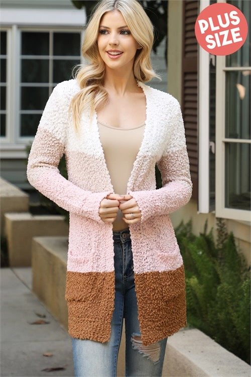 Popcorn color clock cardigan