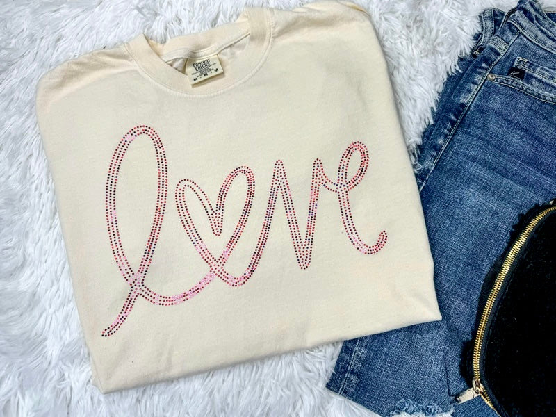 LOVE Spangle comfort color tee