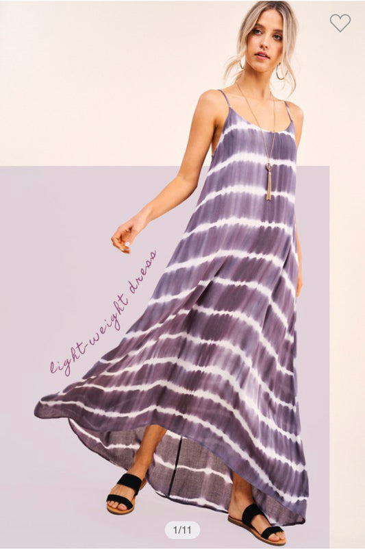 Grey tie dye maxi dress