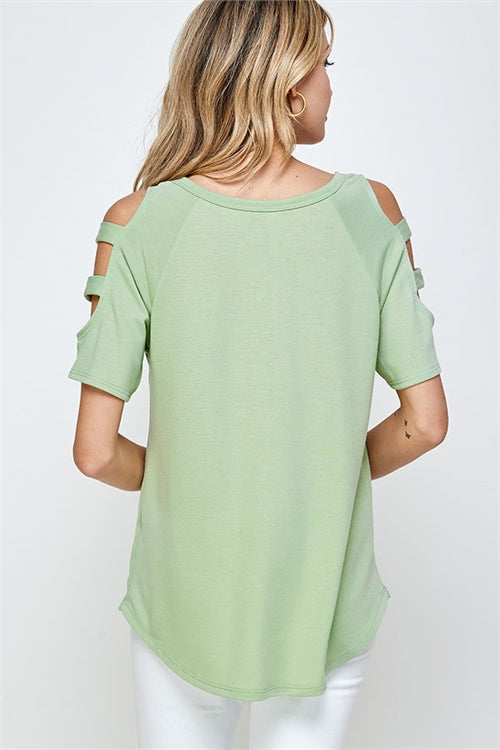 Sage Cold Shoulder Top