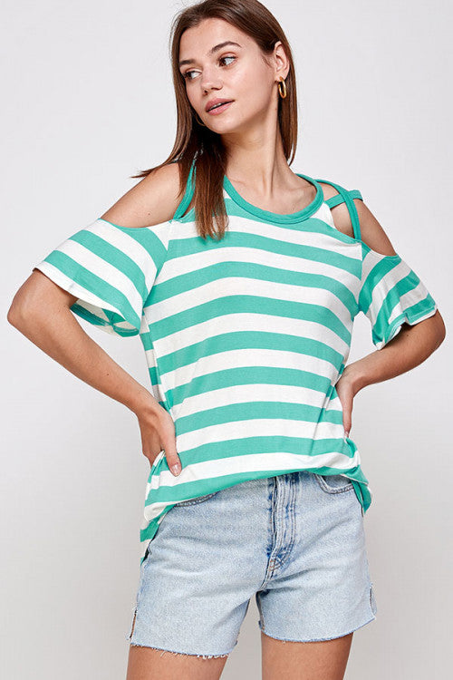 Mint Cold Shoulder Tunic