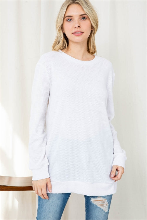 White waffle knit top